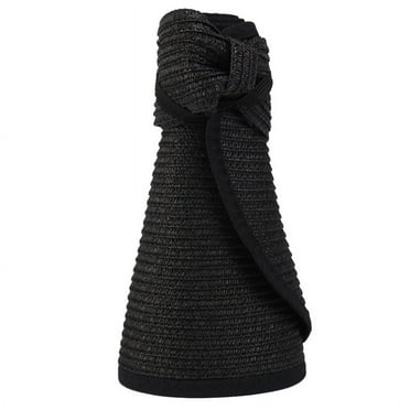 New Women's Sun Hat  Protecetion Wide Summer Hat Brim Roll-up Straw Bow Sun Visor Hats Foldable Topless Beach Hats
