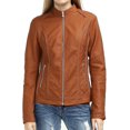 thumbnail image 1 of New Women's Tan Lambskin Leather Jacket Stylish Slim Fit Motorcycle Jacket W275, 1 of 4