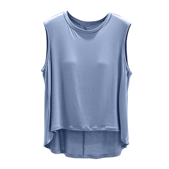 New Women’s Tank Tops with Built in Bras Loose Fits Breathable Sleeveless T-Shirt Comfy Casual Home Tops Blue S