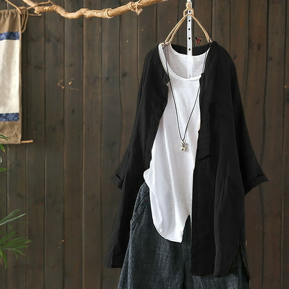New Women's Top Casual Vintage Long Sleeved Shirt Baseball Shirts for Women Women Shirts Fall Button down Shirts for Women plus Size Western Shirt Women Dress Shirt for Women Long V Neck Shirts for