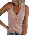 thumbnail image 1 of New Women's V Neck Tank Tops Ribbed Sleeveless Henley Shirts Button Up Cami Knit Tees, 1 of 1