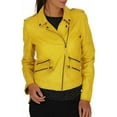 thumbnail image 1 of New Women's Yellow Lambskin Leather Jacket Stylish Slim Fit Motorcycle Jacket W432, 1 of 3