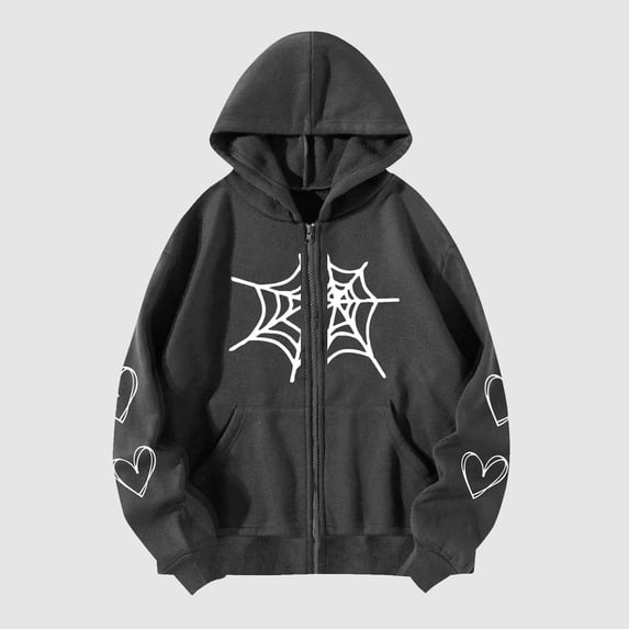 New Women's Zip Up Hoodies Caots With Pockets Womens Gothic Style Sleeve Hoodlies Zipper Thermal Hoodie With Cropped Zip Up Women Coat Up To 65% Off