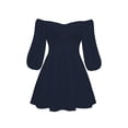 thumbnail image 1 of New Womens Dresses Solid Color Fashion Women'S Sexy a Collar Lantern Sleeve Dress Square Neck Two Styles, 1 of 6