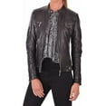 thumbnail image 1 of New Womens Genuine Black Lambskin Leather Jacket Biker Stylish Motorcycle Soft Jacket W309, 1 of 4