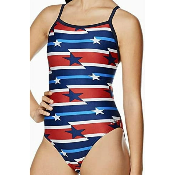 New Womens Speedo Vibe The One Printed One Piece Swimsuit Size 10