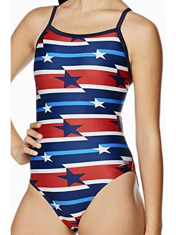 New Womens Speedo Vibe The One Printed One Piece Swimsuit Size 10