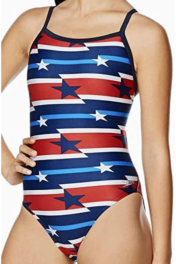 New Womens Speedo Vibe The One Printed One Piece Swimsuit Size 12