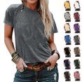 thumbnail image 1 of Womens Tops 2026 New Plus Size Fashion Round Neck Short Sleeve Loose Solid Color T Shirt Tunic Summer Shirt Blouse, 1 of 7