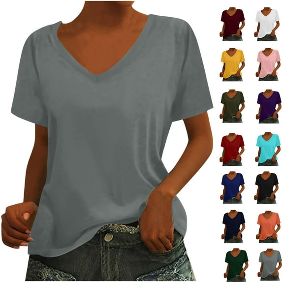 New Womens Tops 2024 Summer Casual Loose Solid Long Sleeve Tops Women Blouse Plus Size Long Sleeve Shirt for Women