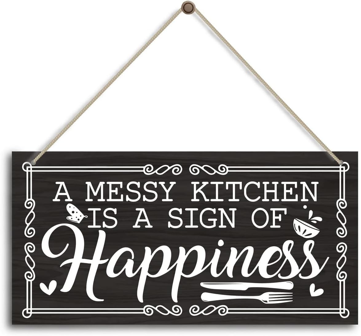 Bedroom Door Sign, 10x5 Inch, Minimalist Black & White, MDF Wood, Farmhouse Style Decor