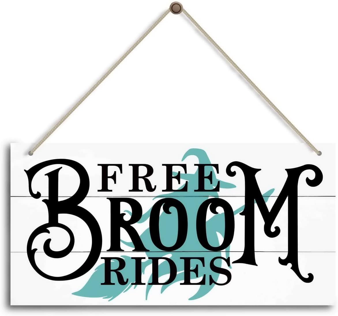 New Wood Sign 10x5 Inch Door Sign Free Broom Rides Hanging Wooden Wall ...