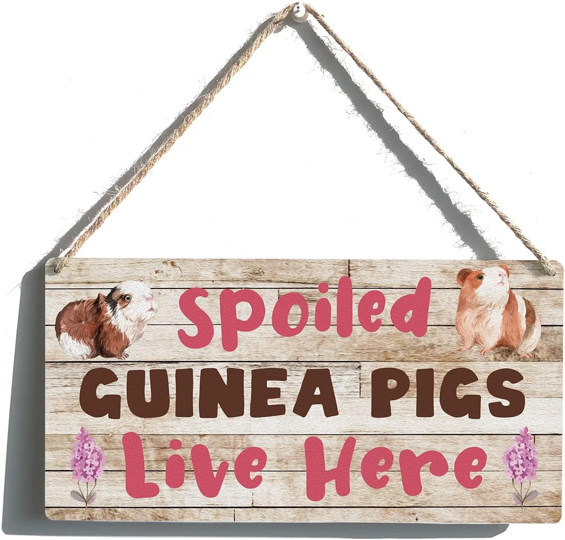 New Wood Sign 10x5 Inch Door Sign Spoiled Guinea Pigs Live Here Sign ...