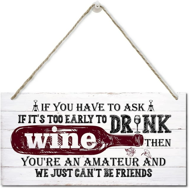 New Wood Sign 8x12 Inch Door Sign Wine Amateur Sign Hanging Wooden Wall ...