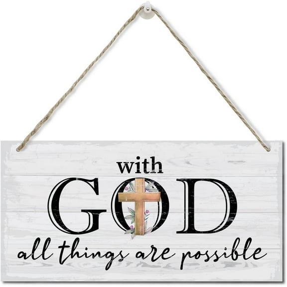 New Wood Sign 8x12 Inch Door Sign With God All Things Are Possible Hanging Wooden Wall Sign Home Garden Yard Signs Plaque