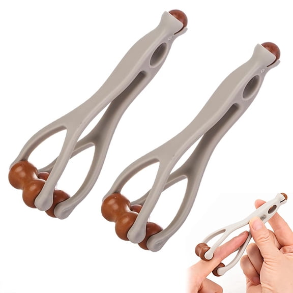 New Wooden Finger Massager with Roller, Hand Massager for Arthritis and Carpal Tunnel. Dual-Stone Massage Roller Tool for Circulation, Trigger Finger, Hand Therapy, Pain Relief, Stress.