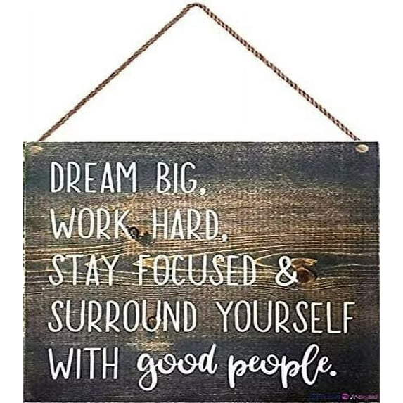 New Wooden Signs Dream Big Work Hard | Colleg Dorm Room Art| Wood Sign | Wall Hanging | Office Decor | Graduation Gift 8x12 INCH Funny Gifts for Men and Women