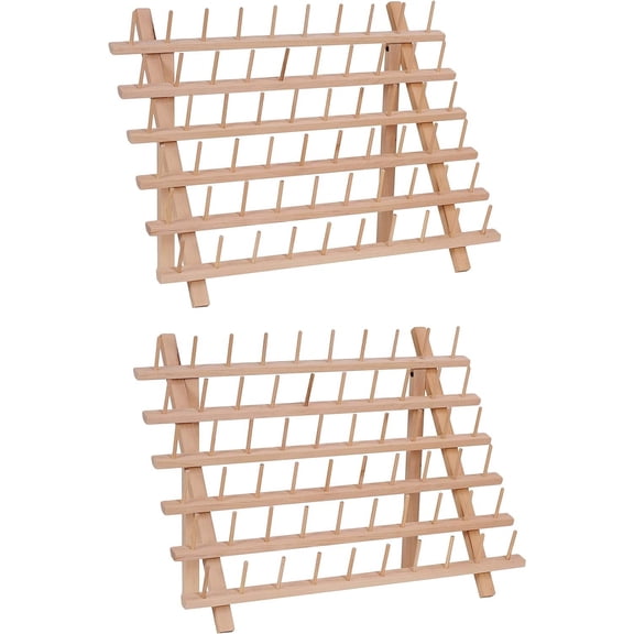 New Wooden Thread Rack for Sewing - Quilting - Embroidery Spools and Mini Cones (2x60 Count Wide)