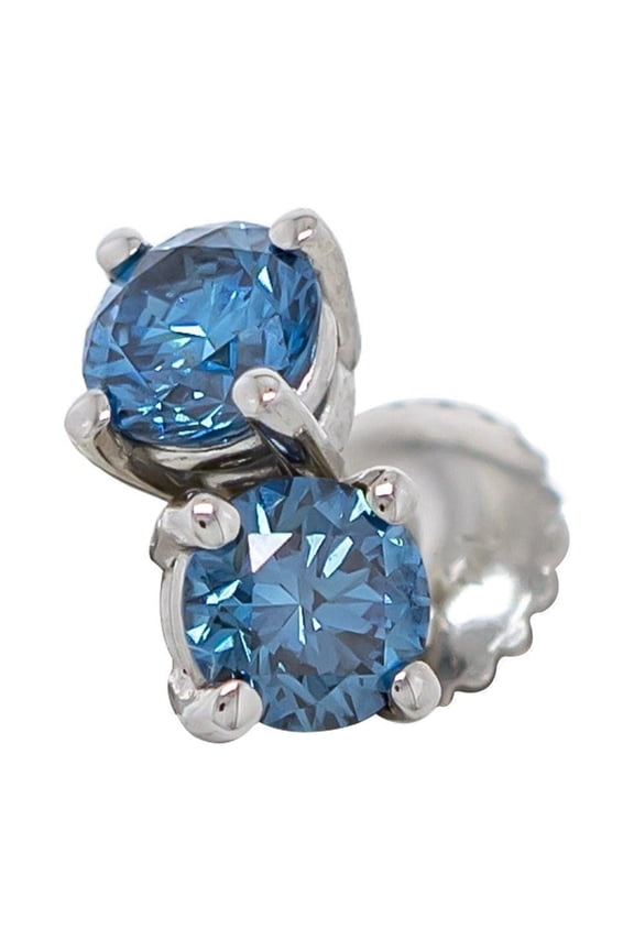 s 1.50 Carat Blue IGI Certified Lab Grown Diamond Stud Earrings 14k Gold