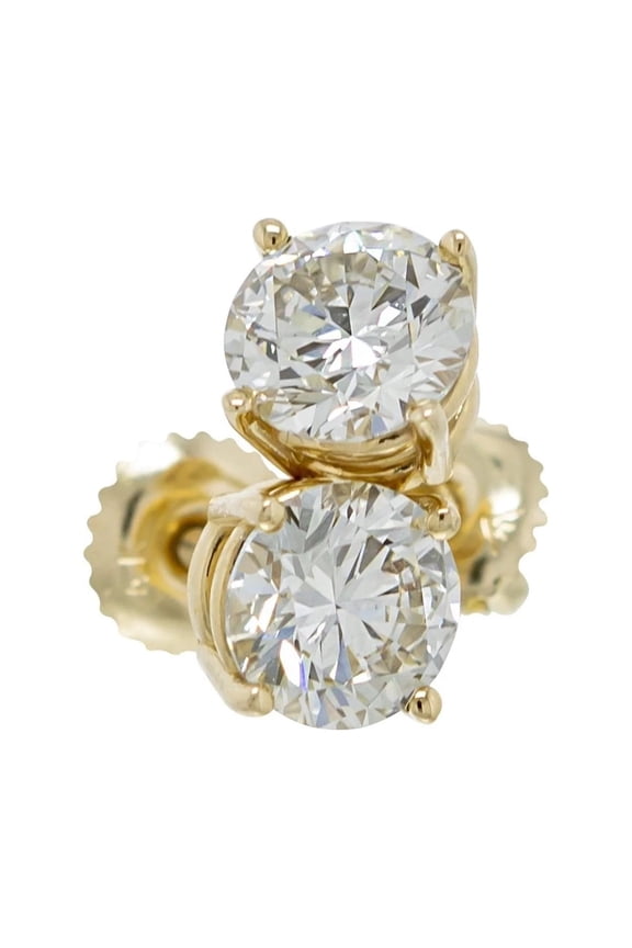 IGI Certified 1.50 Ct Lab Grown Diamond Stud Earrings 14k Yellow Gold I-J