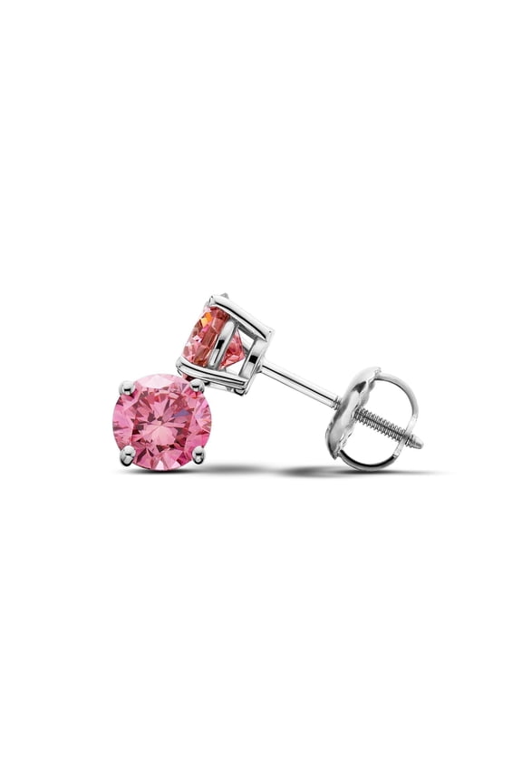 s IGI Certified 2.0Ctw Lab Grown Pink Diamond Stud Earrings 14k Gold VS2-SI1