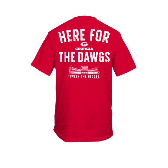 New World Graphics Georgia UGA Bulldogs Here For The Dawgs 'Tween The Hedges Red Graphic T-Shirt-Medium
