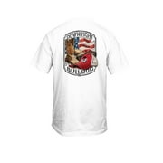 New World Graphics Mens Graphic T-Shirt - UGA Downright Bulldog American Flag, Boots, and Hat Design-White-medium
