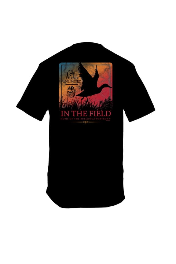 Mens UGA Football Graphic T-Shirt - Sunset Duck In The Field Design-Black-small