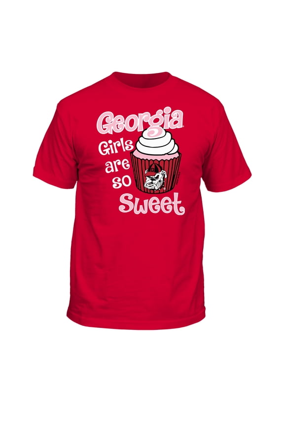 NCAA Kids Youth Sweet Cupcake Georgia Girls Are So Sweet Short Sleeve T-Shirt-Red-Large