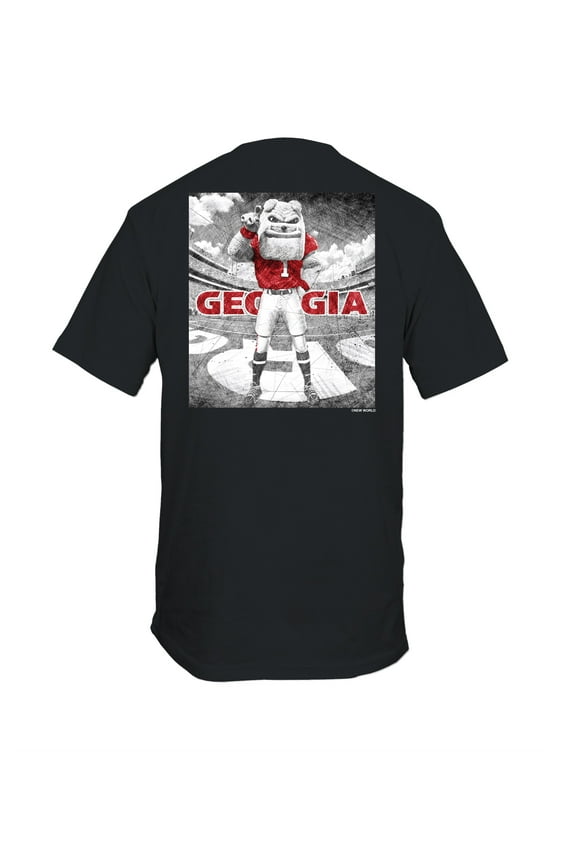 NCAA UGA Bulldog Drawn Field Mascot Mens Short Sleeve T-Shirt-Black-small