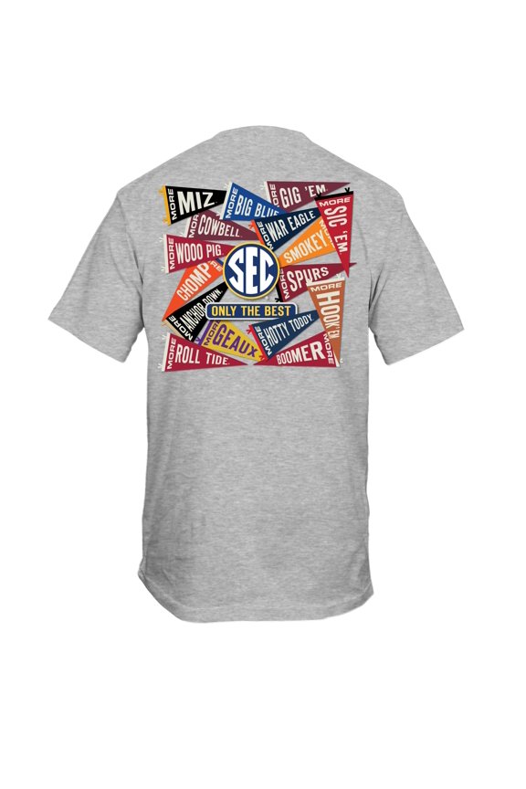 SEC Only The Best Team Flags Short Sleeve Mens Graphic T-Shirt-Sports Grey-XL