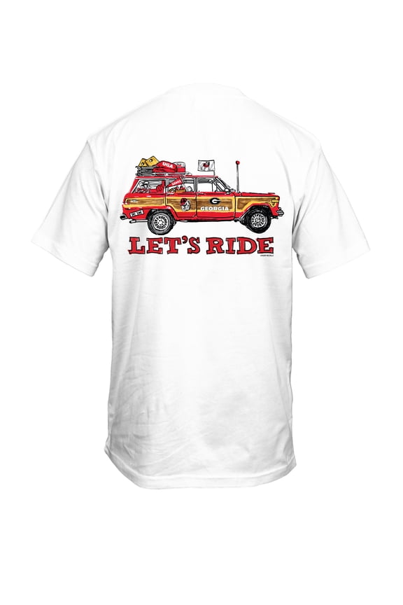 UGA Lets Ride Short Sleeve T-Shirt Graphic Tee-White-3XL