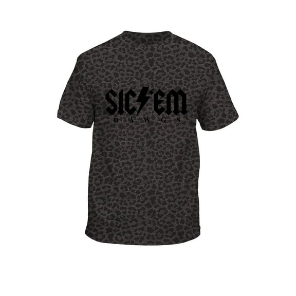 New World Graphics UGA Puff Bolt B Short Sleeve T-shirt Graphic Tee-Black Leopard-XL