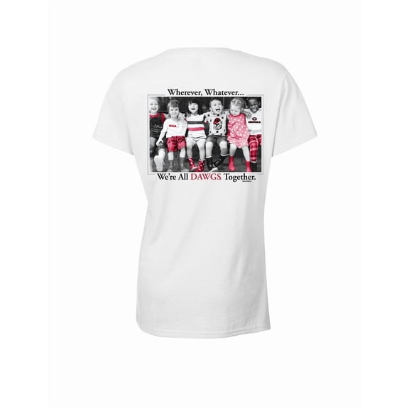 New World Graphics Womens UGA Bulldogs Graphic T-Shirt - Whenever, whatever, We're All Dawgs Together Design-White-xxl