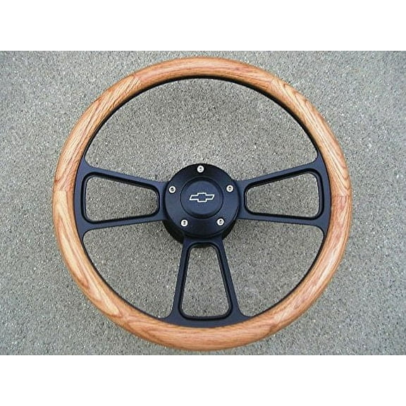 New World Motoring 1960 -1969 Chevy Pick Up C10, Suburban Real Oak & Billet Steering Wheel Kit