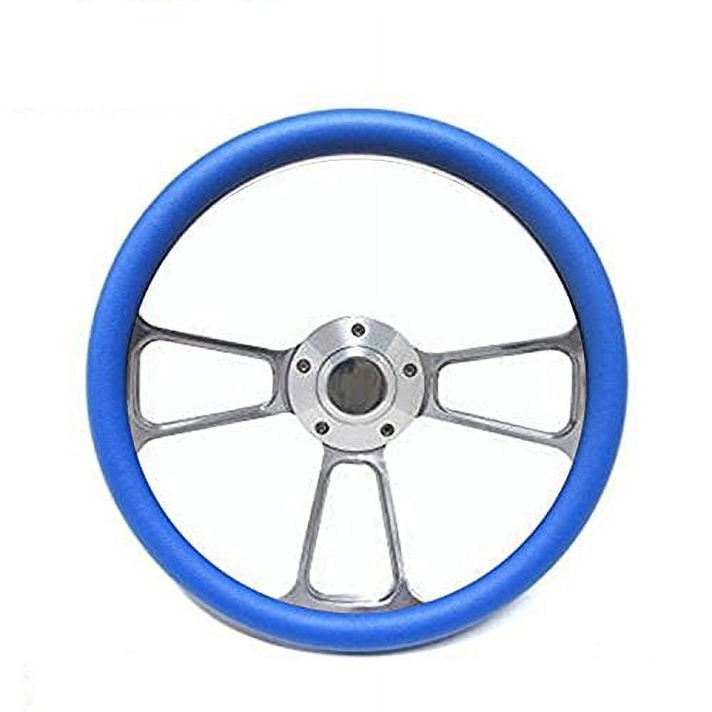 New World Motoring Boat Steering Wheel Billet Aluminum & Blue Half