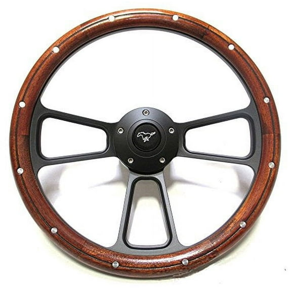 New World Motoring Ford Mustang 14" Mahogany Steering Wheel -- for cars w/GM-Style Steering Column