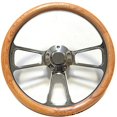 thumbnail image 1 of New World Motoring Oak Steering Wheel for 1968 to 1988 El Camino, Chevy Horn   Full Adapter Kit, 1 of 1