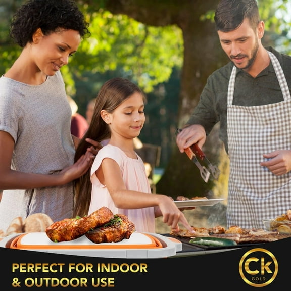 New XL Collapsible BBQ Prep Tub wtih LOCKING Lid, Cutting Board & Drain Hole | BPA-Free, Food-Grade, , Space-Saving Caddy for Grilling, Camping, Kitchen & Outdoor Cooking (Orange, 16 Liters)