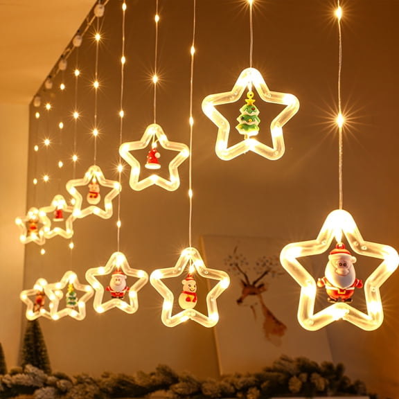 New Xmas Christmas Indoor Outdoor LED Lighting | Theme Party Scene String Lights | Star Christmas Tree Holiday Decoration Props