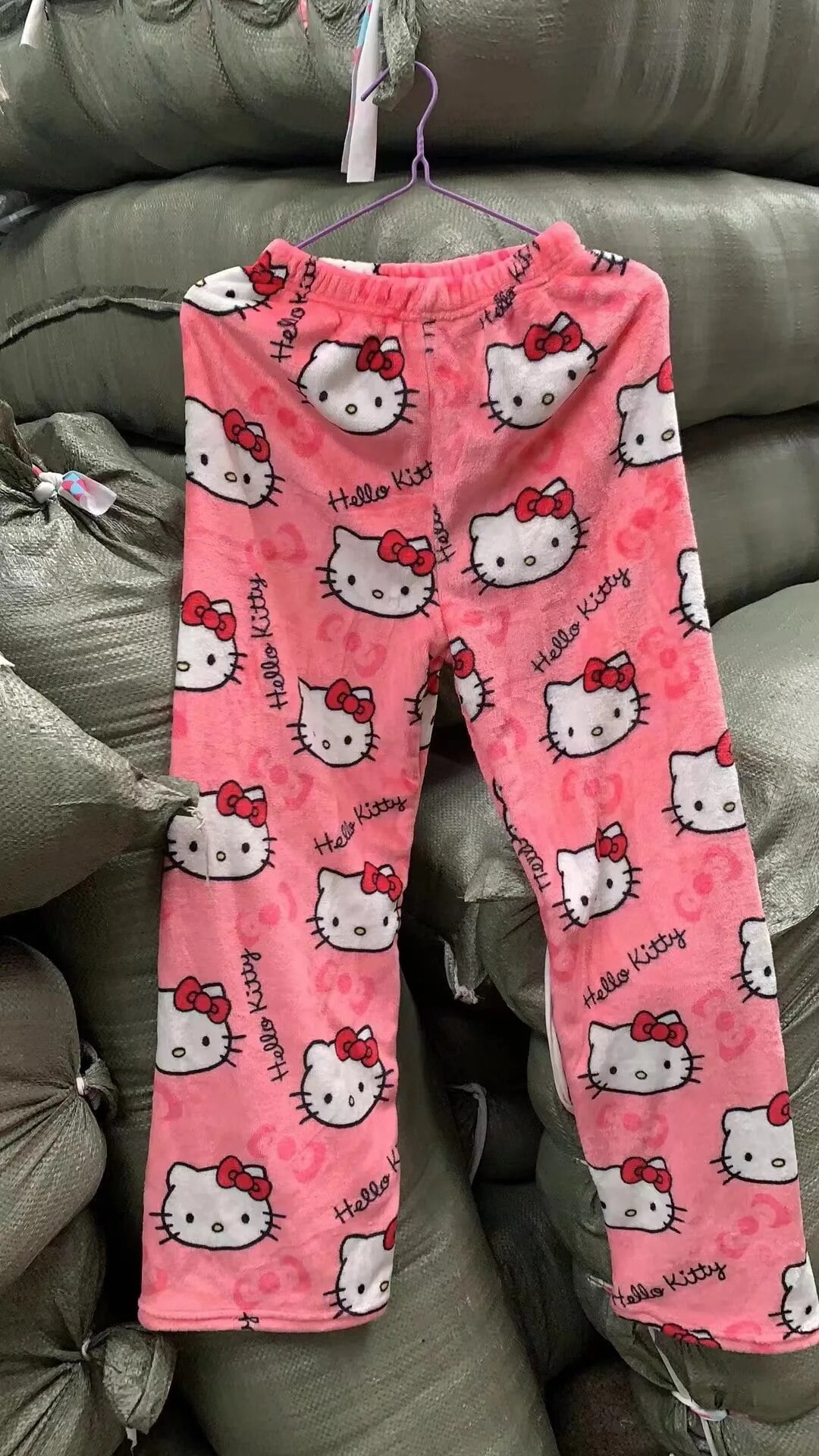 New Y2K Sanrio Hello Kitty Pajamas Pants Women Autumn Winter Warm