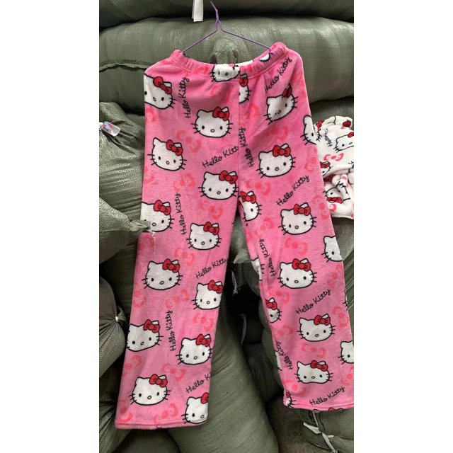 New Y2K Sanrio Hello Kitty Pajamas Pants Women Autumn Winter Warm Flannel Sleepwear Trendy