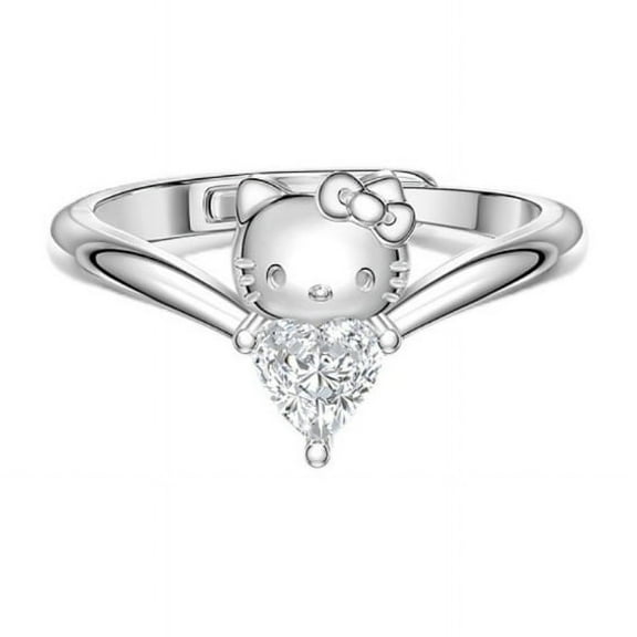 New Y2k  Kitty Love Bow Ring Simple Opening Adjustable Ring  Kitty Cat Rings Cute Cartoon Accessories Valentine Gifts