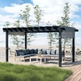 thumbnail image 1 of New Yard Outdoor Pergola with Adjustable Canopy, Heavy-Duty Aluminum Frame, Rustproof & Weather-Resistant, Modern Patio Shade for Gardens, Decks, and Backyard (10x16), 1 of 9