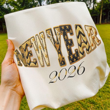 New Year 2026 Embroidery Design | Festive New Year's Eve 2026 Graphic | New Year Party Apparel