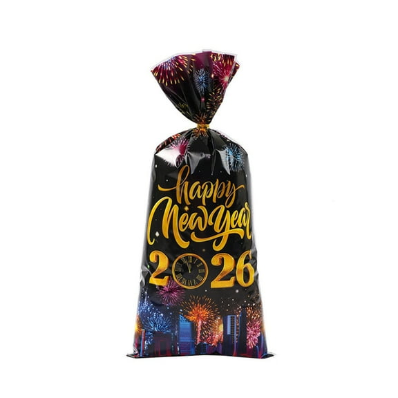 New Year 2026 Party Candy Gift Bags Multiple Designs Festive Cheers To 2026 Print Decorative Durable Food Safe For Candy Gifts Party Supplies Gift Wrapping Bags