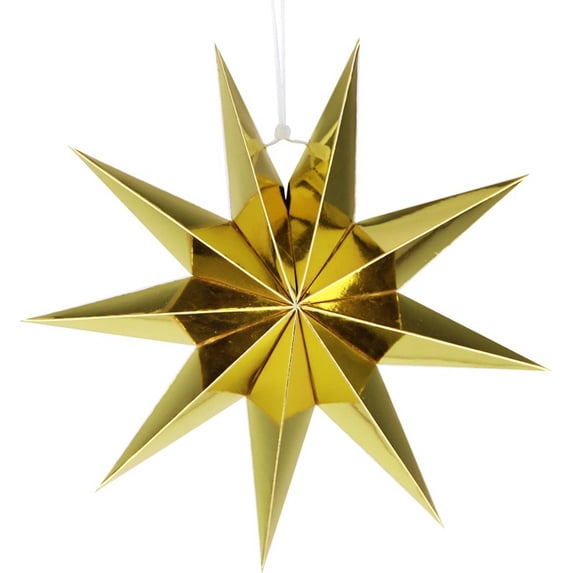 New Year 3D Props Shower For Home Wedding Hanging Ornaments Christmas Decoration Paper Star Lantern Party Supplies GOLD