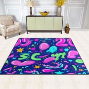 New Year Balloon 2025 63''x48'' Plush Memory Foam Bath Mat, Soft, Absorbent, Non Slip, Durable