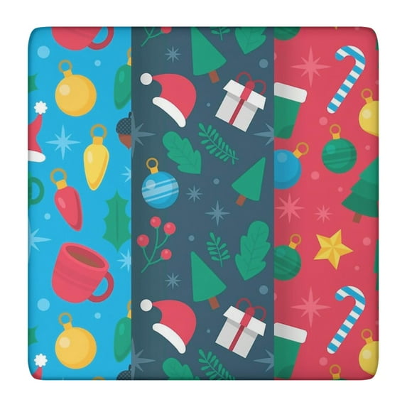 New Year Celebration Table Cover 36x36 Inch, Elastic Edge Spandex Fabric with Christmas Theme for Party Tables