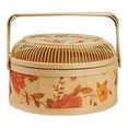 thumbnail image 1 of New Year Chinese New Year hollow cover round bamboo basket hand basket Chinese New Year bacon sausage eggs bamboo packaging box bamboo basket gift box, 1 of 9